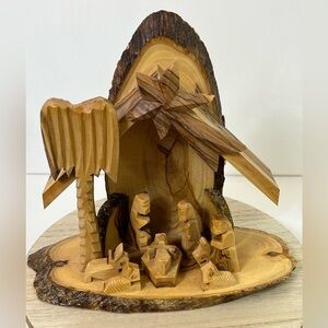Nativity Scene Hand Carved In Bethlehem Israel Olive Wood Holy Land Christmas